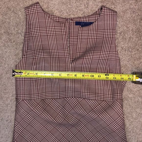 W by Worth Rust Red Cream Checked V-Neck Midi Dress, Size 6 - Picture 12 of 13